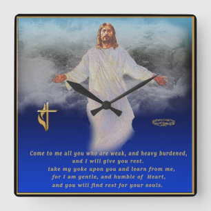 Come to me all ye who are weary square wall clock