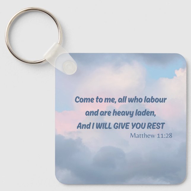 Come to me...... Bible verse Christian typography  Keychain (Front)