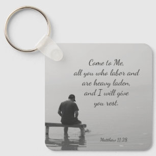 Come to Me, I will give you rest, Matt 11:28 Keychain