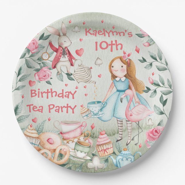 Come To My Birthday Tea Party Paper Plate (Front)
