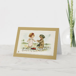 Come to My Heart My Valentine Gold Greeting Card