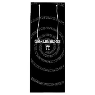 Come To The Nerd Side for Pi on Black Wine Gift Bag