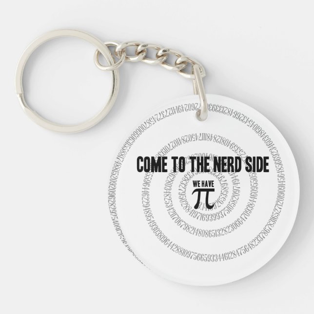 Come To The Nerd Side for Pi Typography Style Keychain (Front)