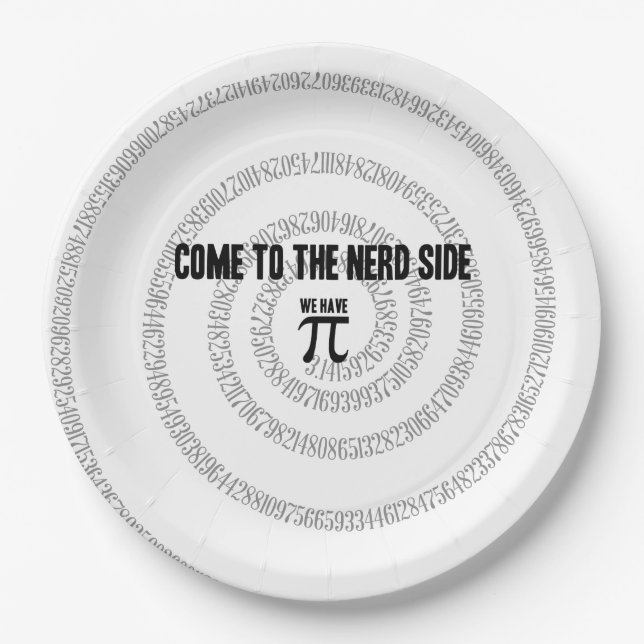 Come To The Nerd Side for Pi Typography Style Paper Plate (Front)