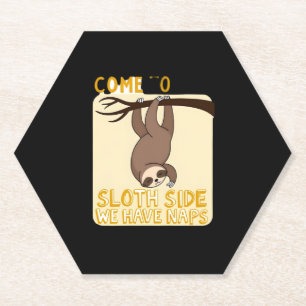 Come To The Sloth Side T-Shirt - Funny Sloth Pun ( Paper Coaster