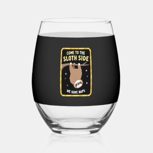 Come To The Sloth Side T-Shirt - Funny Sloth Pun ( Stemless Wine Glass