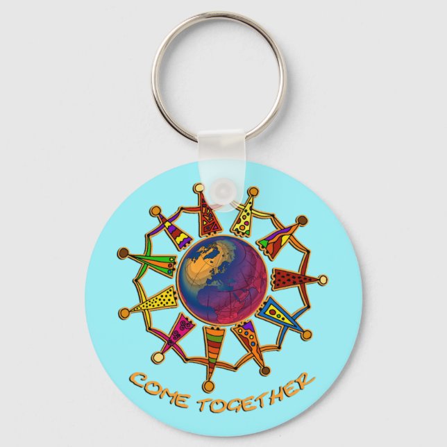Come Together People | cyan Keychain (Front)