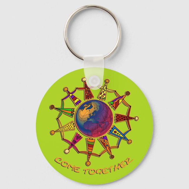 Come Together People | light green Keychain (Front)