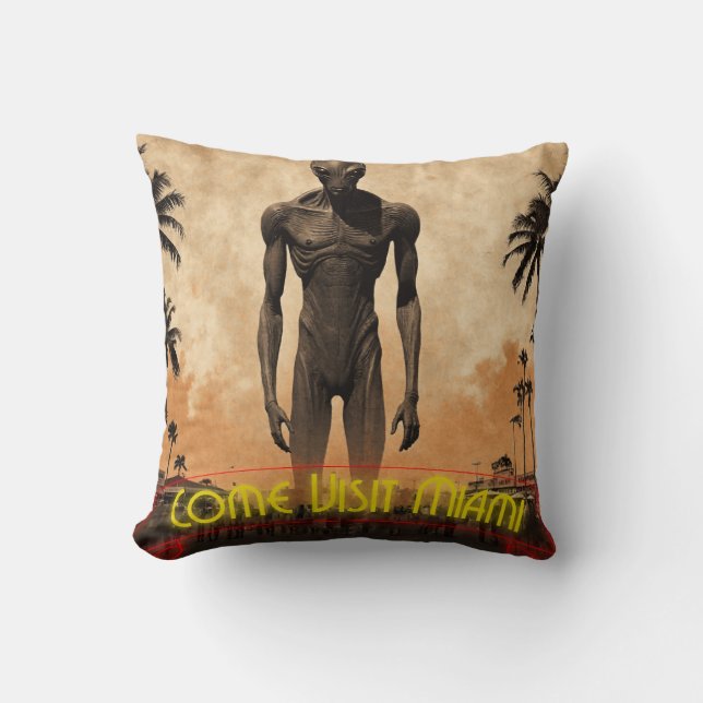 Come visit Miami Throw Pillow (Front)