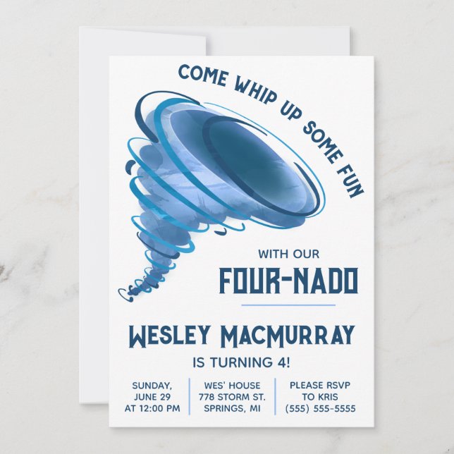 Come Whip Up Some Fun! Tornado Birthday Party Invitation (Front)