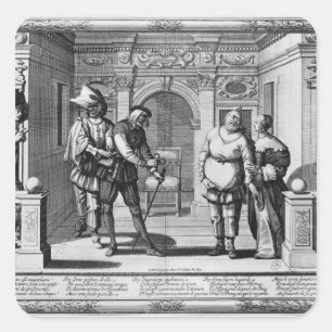 Comedians at the theatre of Hotel de Bourgogne Square Sticker