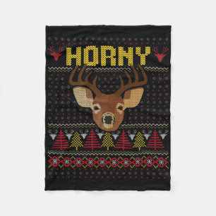 Comedic Reindeer Funny Weird Christmas Design Fleece Blanket