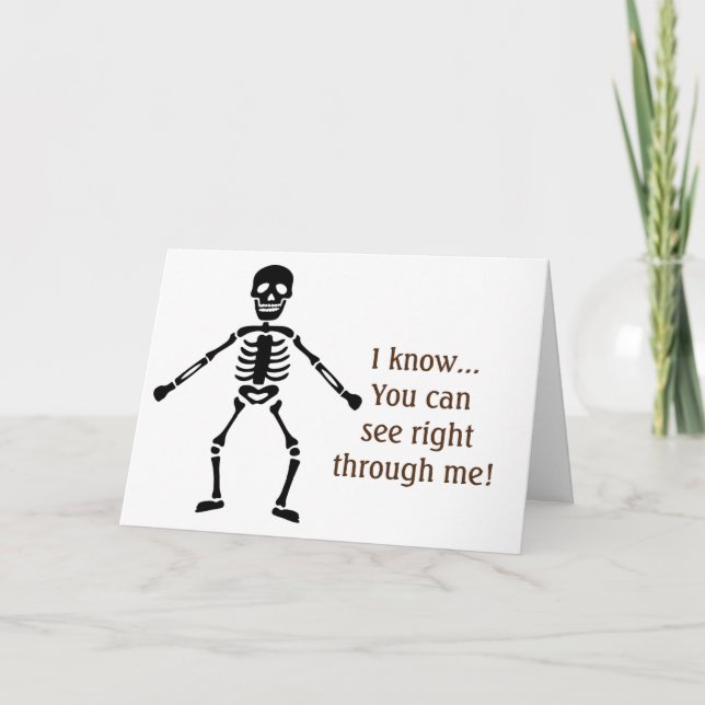 COMEDIC SKELETON W/ LOVE TO YOU ON HALLOWEEN CARD (Front)