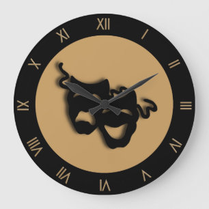 Comédie et Tragédie Tan Brown Theatre Horloge mura