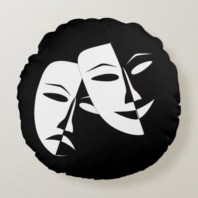 /Comédie/Tragédie Coussin noir et blanc (Devant)