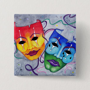 Comedy and Tragedy 2 Inch Square Button