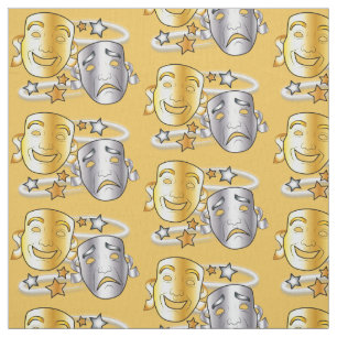 Comedy and Tragedy Drama Masks Gold and Silver Fabric