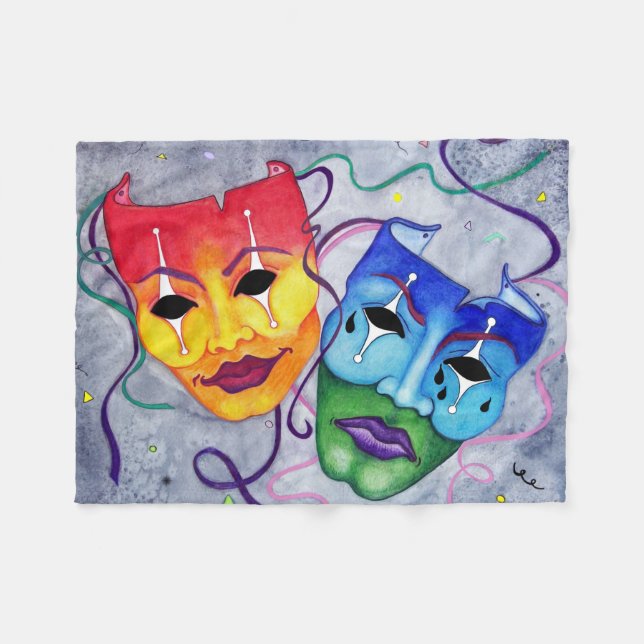 Comedy and Tragedy Fleece Blanket (Front (Horizontal))