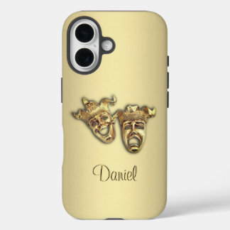 Comedy and Tragedy Gold Theatre Masks iPhone 16 Case