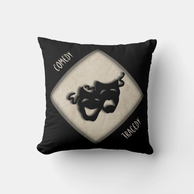 Comedy and Tragedy Greek Mask Theatre Throw Pillow (Front)