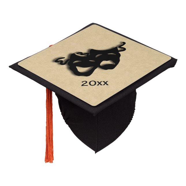 Comedy and Tragedy Masks Theatre Graduation Cap Topper (Angled)