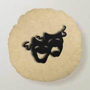 Comedy and Tragedy Masks Theatre Round Pillow