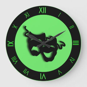 Comedy and Tragedy Neon Green Theatre Wall Clock