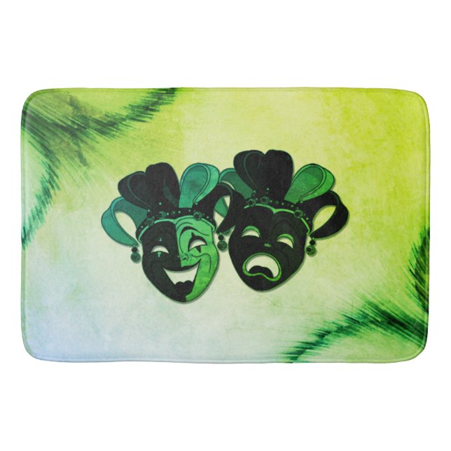  Comedy and Tragedy Theatre Design Green Bath Mat (Front)
