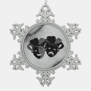 Comedy and Tragedy Theatre Design  Snowflake Pewter Christmas Ornament