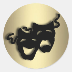 Comedy and Tragedy Theatre Gold Classic Round Sticker