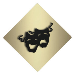 Comedy and Tragedy Theatre Gold Graduation Cap Topper
