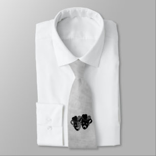 Comedy and Tragedy Theatre Jester Masks Silver Tie