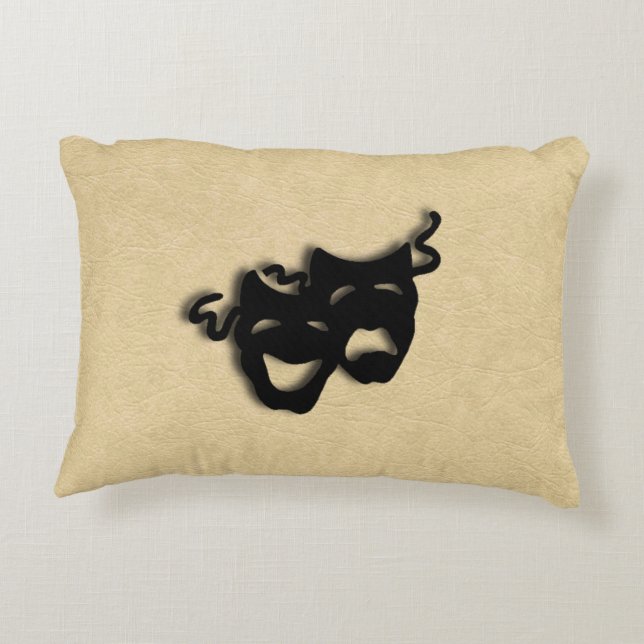 Comedy and Tragedy Theatre Leather Accent Pillow (Back)