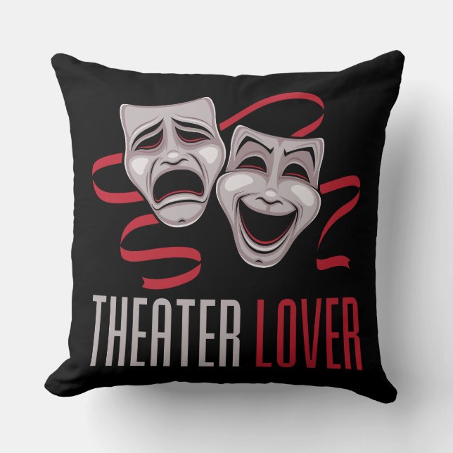 Comedy And Tragedy Theatre Lover Throw Pillow (Front)