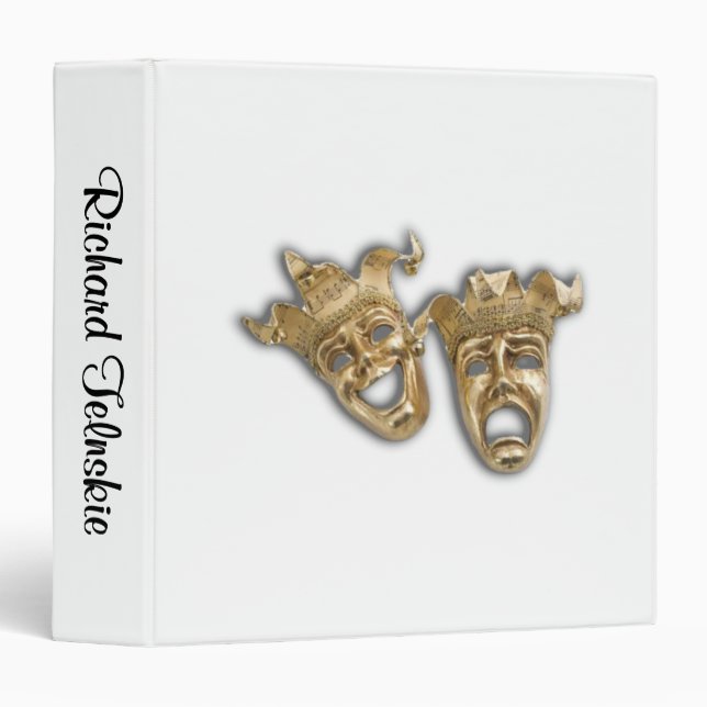 Comedy and Tragedy Theatre Masks Black Binder (Front/Spine)