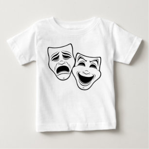 Comedy And Tragedy Theatre Masks Black Line Baby T-Shirt