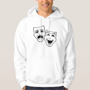 Comedy And Tragedy Theatre Masks Black Line Hoodie
