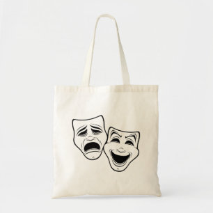 Comedy And Tragedy Theatre Masks Black Line Tote Bag