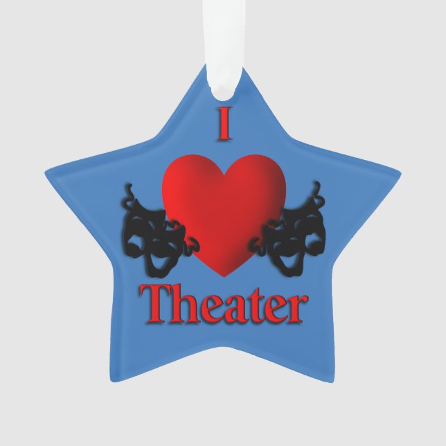 Comedy and Tragedy Theatre Masks Blue Ornament (Front)
