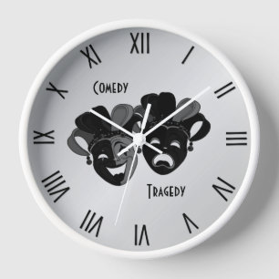 Comedy and Tragedy Theatre Masks Clock