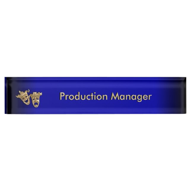 Comedy and Tragedy Theatre Masks Cobalt Nameplate (Front)