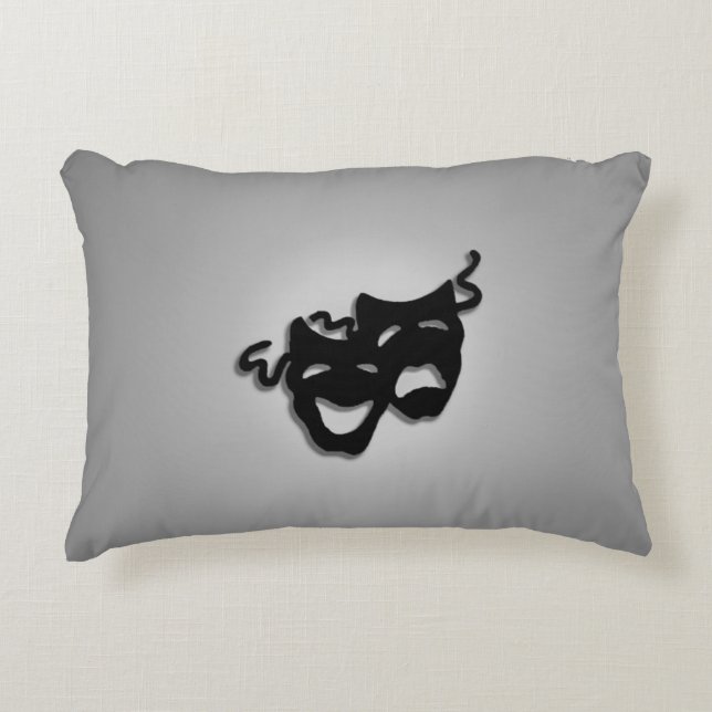 Comedy and Tragedy Theatre Masks Decorative Pillow (Front)