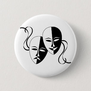Comedy and Tragedy Theatre Masks/Faces 2 Inch Round Button