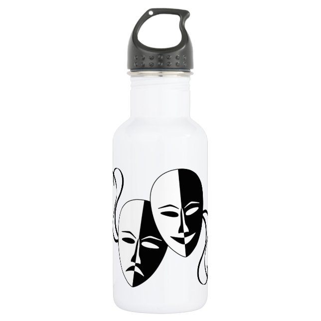 Comedy and Tragedy Theatre Masks/Faces 532 Ml Water Bottle (Front)