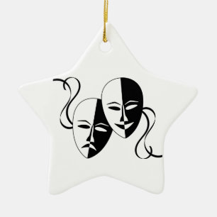 Comedy and Tragedy Theatre Masks/Faces Ceramic Ornament