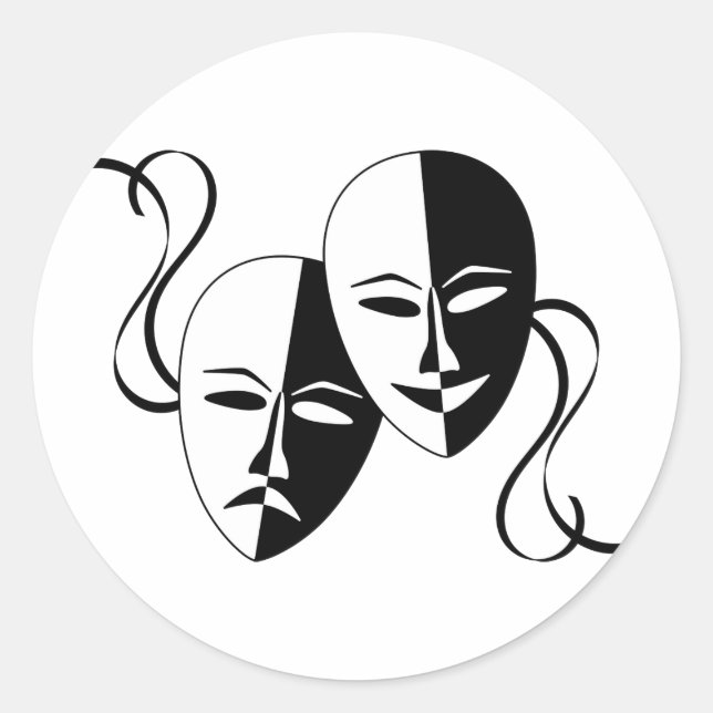 Comedy and Tragedy Theatre Masks/Faces Classic Round Sticker (Front)