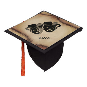 Comedy and Tragedy Theatre Masks Jester Graduation Cap Topper