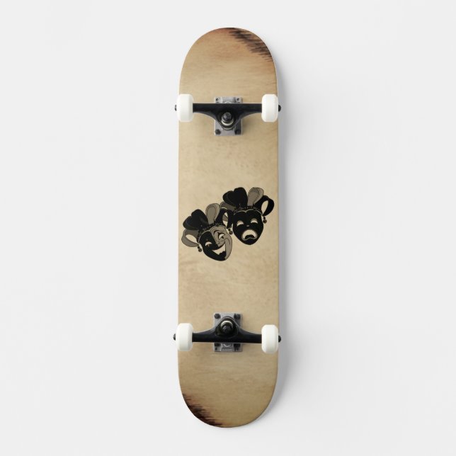 Comedy and Tragedy Theatre Masks Jester Skateboard (Front)