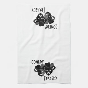 Comedy and Tragedy Theatre Masks Kitchen Towel