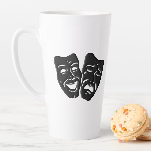 Comedy and Tragedy Theatre Masks Latte Mug (In Situ)